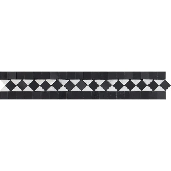 Honed Bianco Carrara BIAS Border Black Dots Tiles.