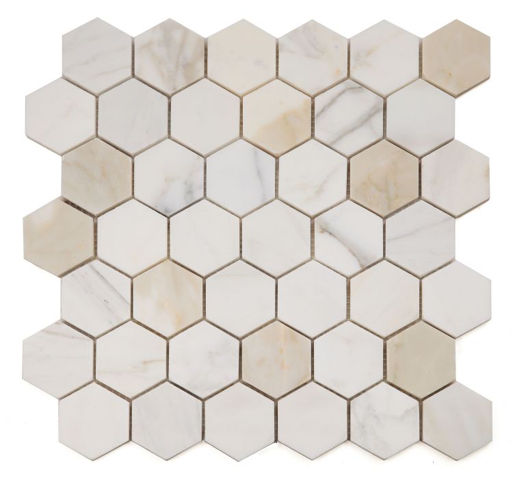 Hexagon Calacatta Gold Honed 2 x 2 11.75 x 12