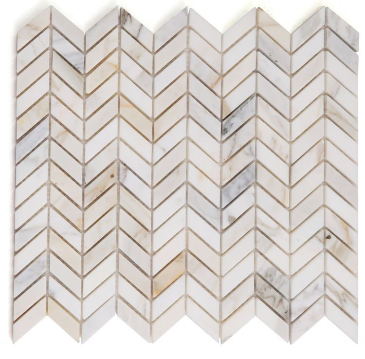 Calacatta Gold Mini Chevron Polished Tiles.