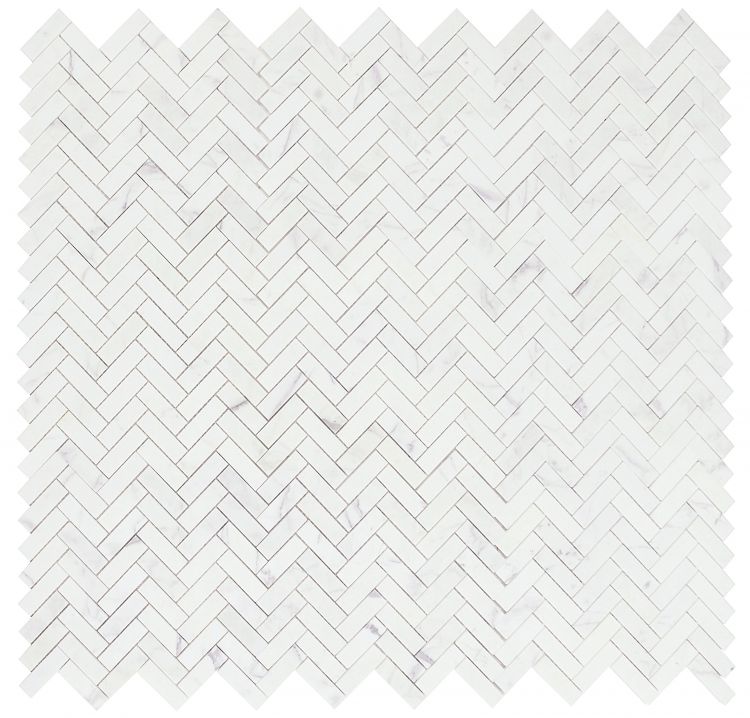 Herringbone Calacatta White Honed 11.25 x 12.5