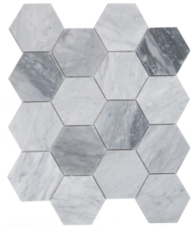 Hexagon Mix Grey Honed 3 x 3 10.25 x 11.75