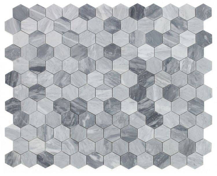 Hexagon Mix Grey Honed 3 x 3 10.25 x 11.75