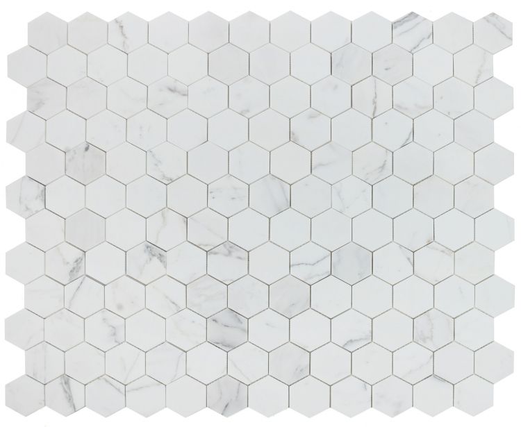 Hexagon Calacatta White Honed 3 x 3 10.25 x 11.75
