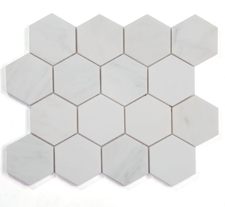 Hexagon Snow White Honed 3 x 3 10.25 x 11.75