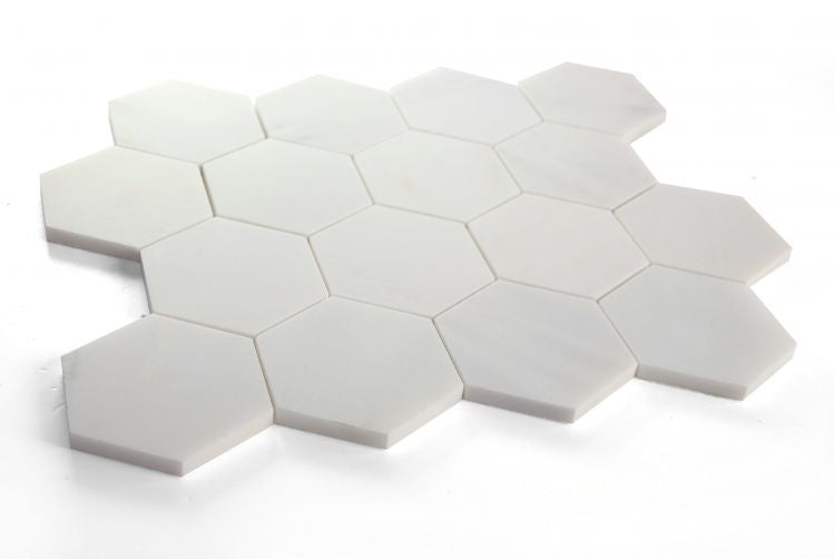 Hexagon Snow White Honed 3 x 3 10.25 x 11.75