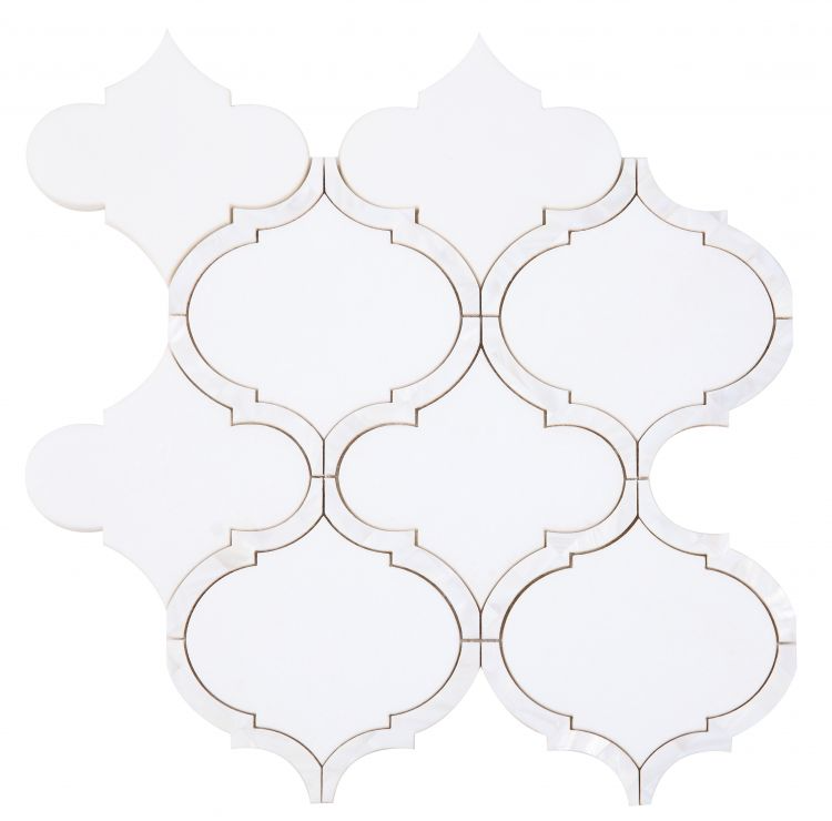 Greecian White Arabesque Tiles.