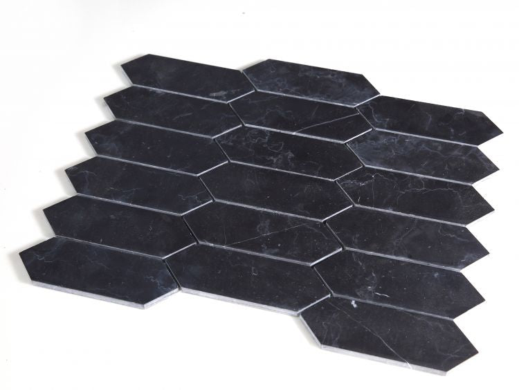 Elongated Hex Marquina 11.75 x 15