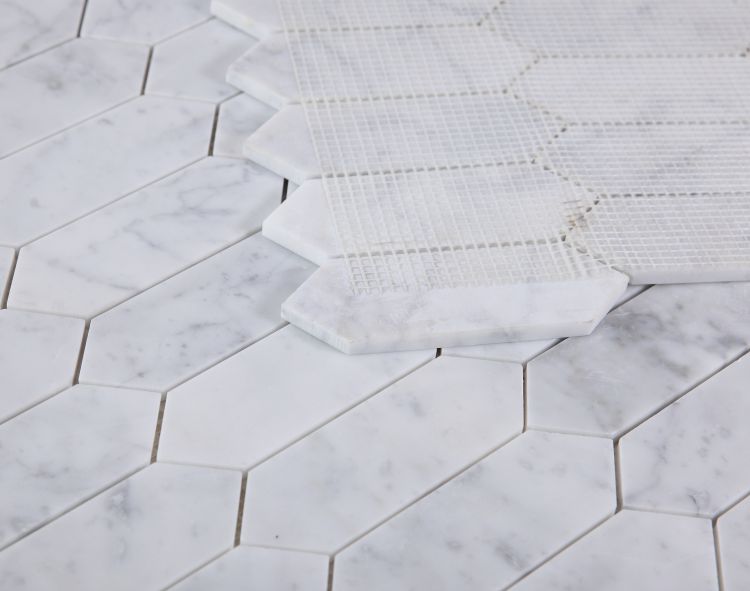 Elongated Hex Carrara Honed 11.75 x 15