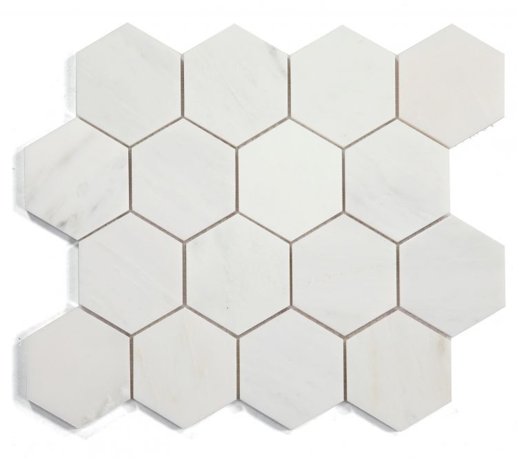 Hexagon Snow White Polished 3 x 3 10.25 x 11.75