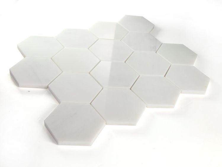 Hexagon Snow White Polished 3 x 3 10.25 x 11.75