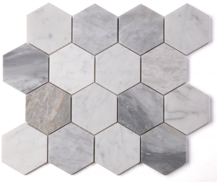 Hexagon City Grey 3 x 3 10.25 x 11.75