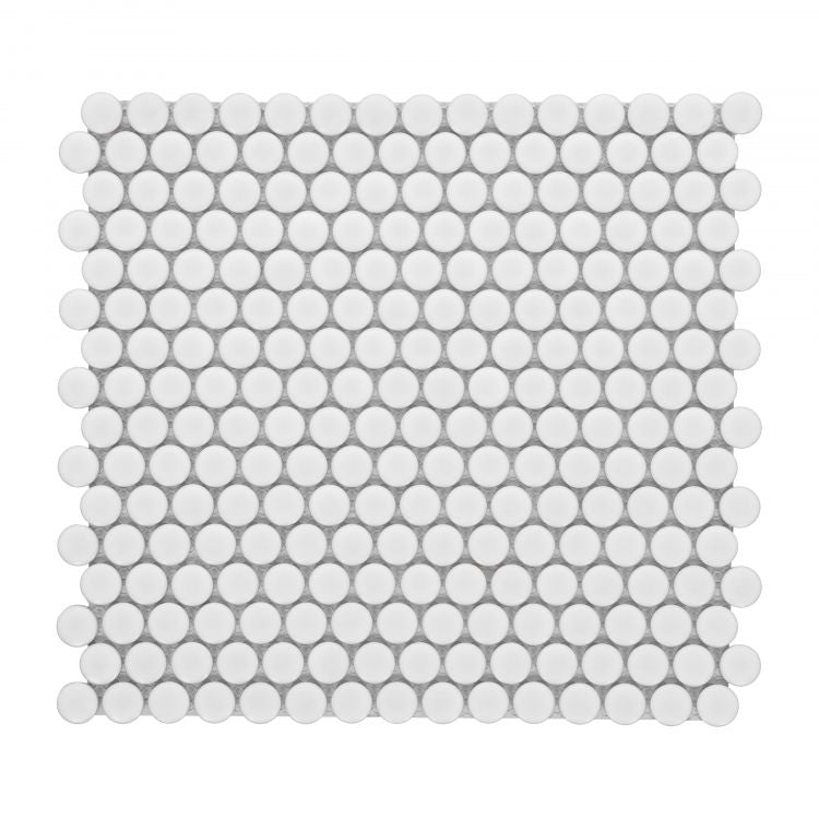 Penny Round Matte White Tiles.