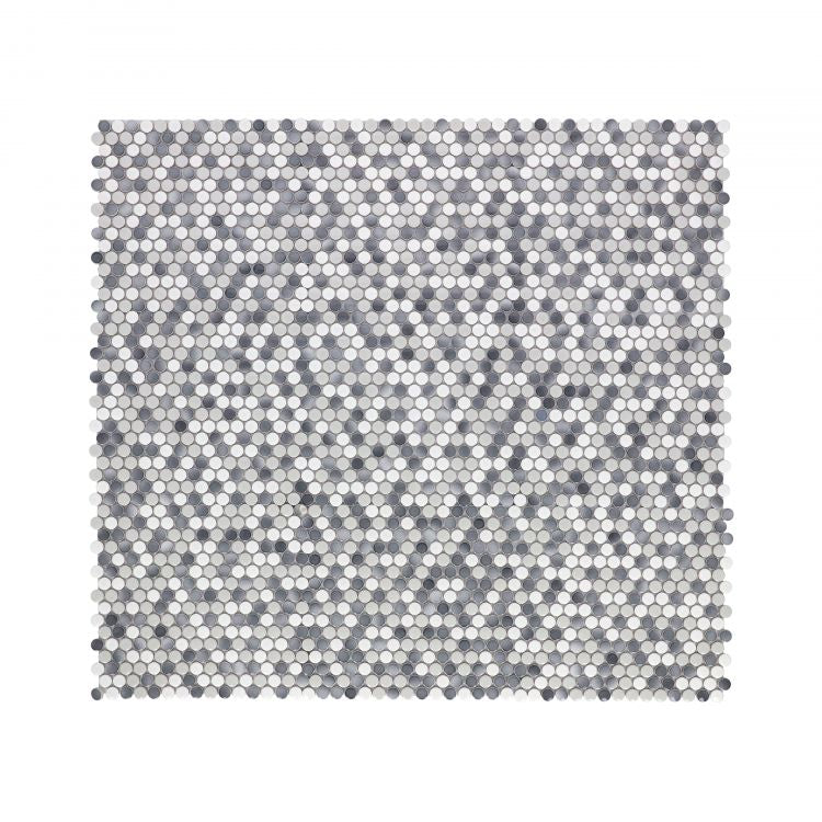 Penny Round Mixed Grey Glossy 11.5 x 12.25