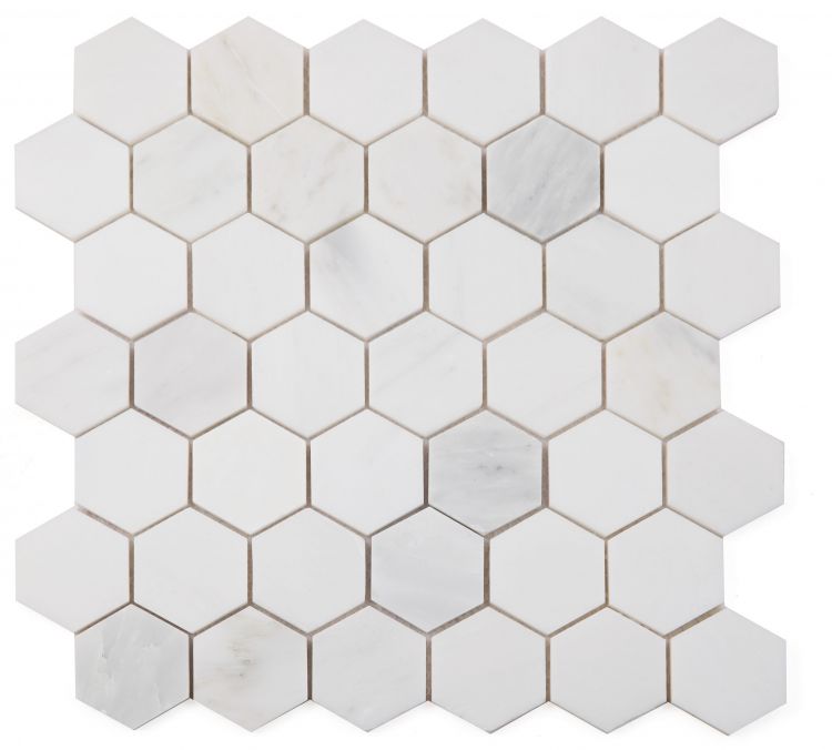 Hexagon Snow White Polished 2 x 2 11.75 x 12