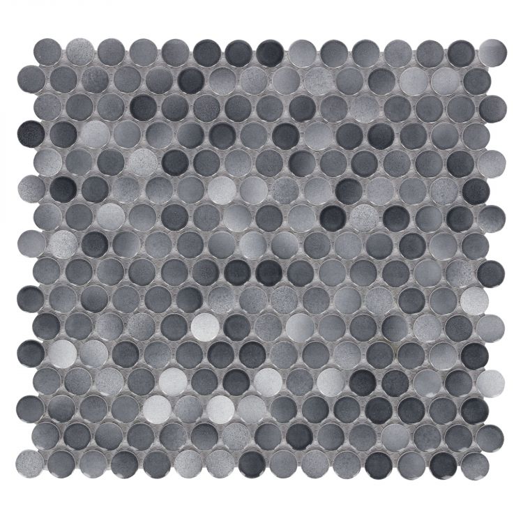 Penny Round Fancy Grey Tiles.