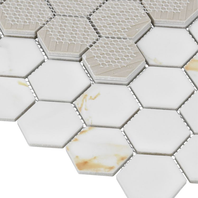 Hulu Hexagon Calacatta Matte 2 x 2 11 x 12.75