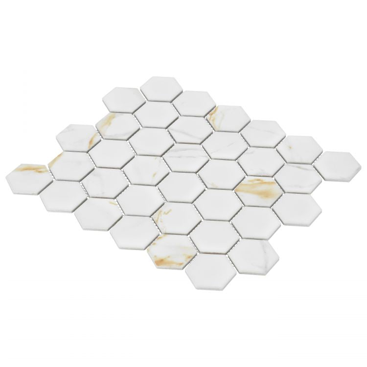 Hulu Hexagon Calacatta Matte 2 x 2 11 x 12.75