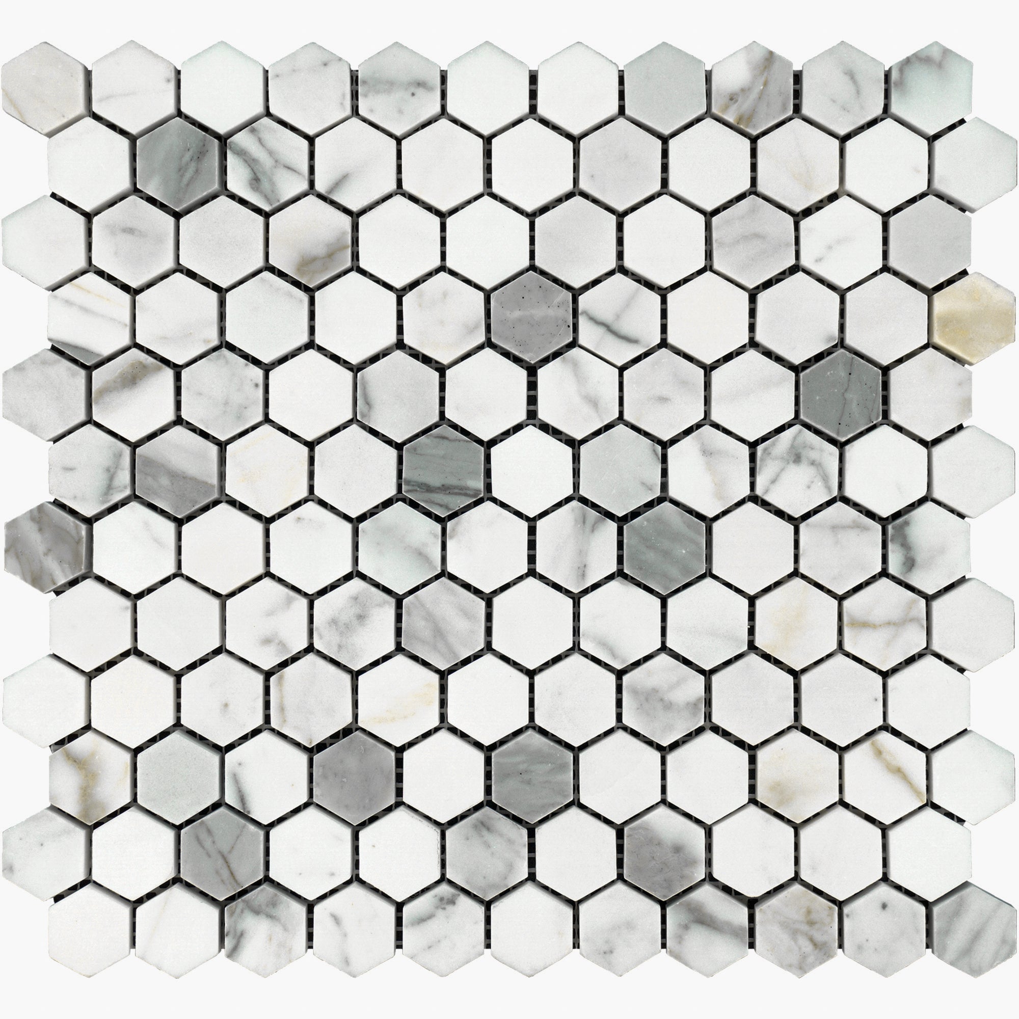 Calacatta Gold Marble Hexagon 1" Mosaic
