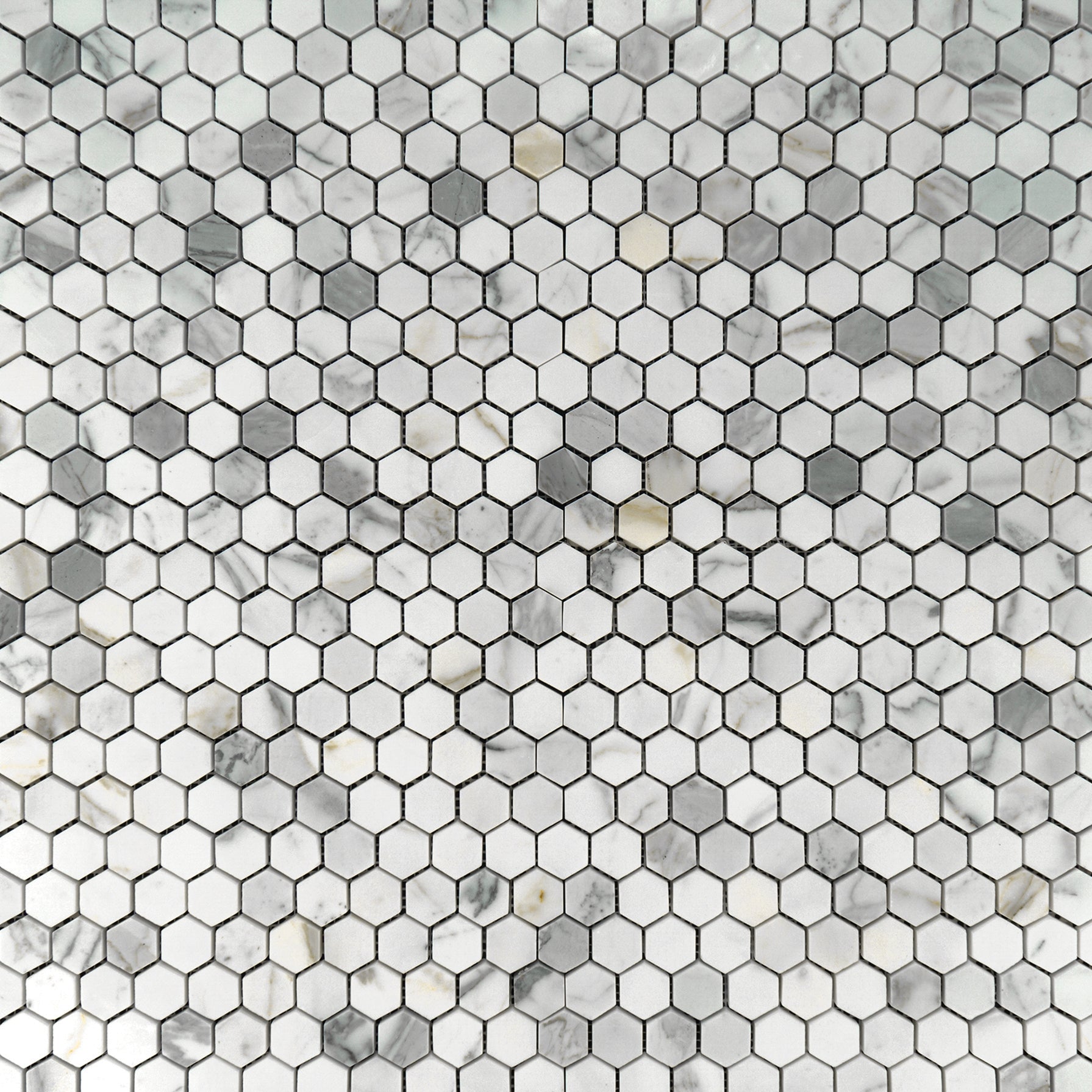 Calacatta Gold Marble Hexagon 1" Mosaic