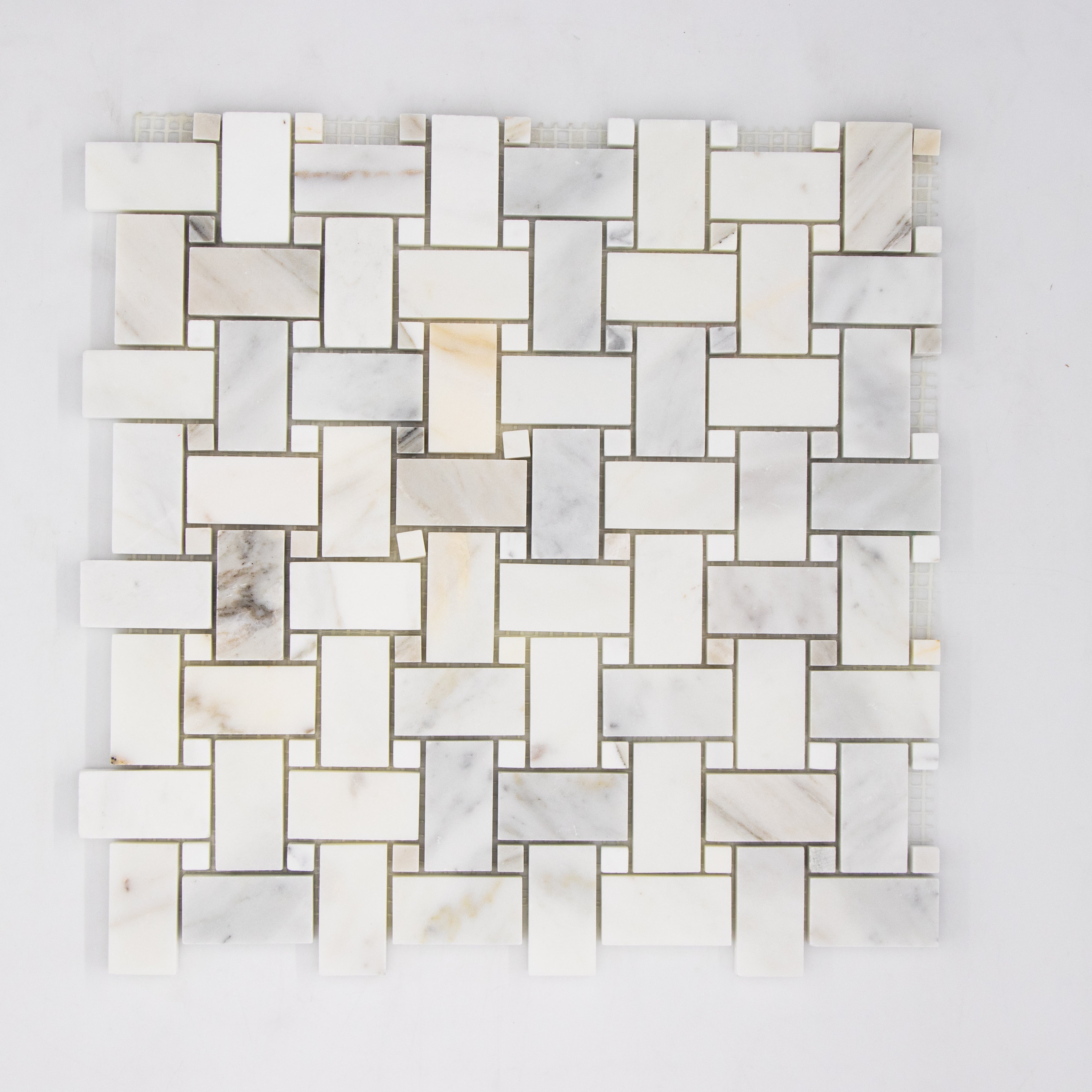 Calacatta Gold Basket weave with Tiles.