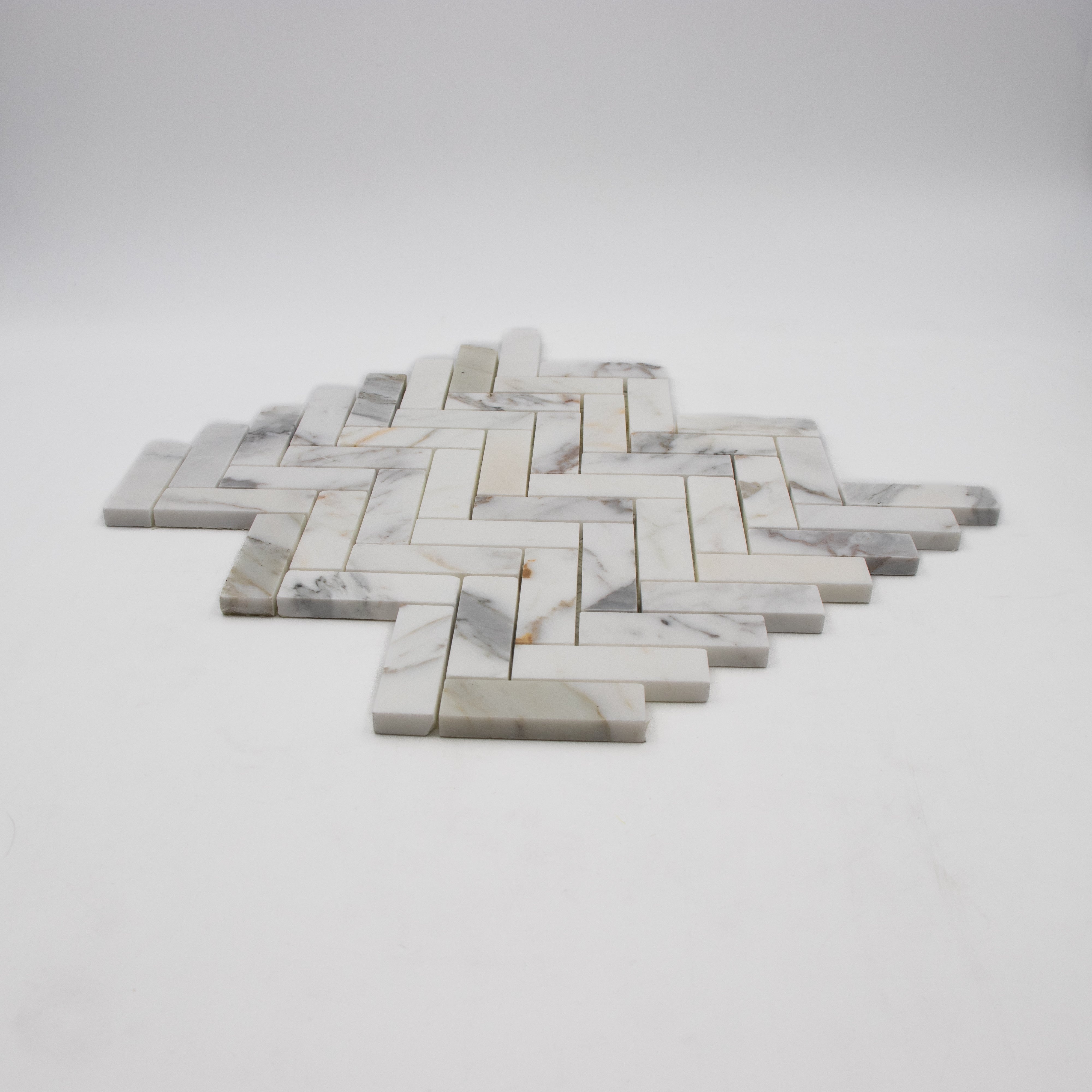 Calacatta Gold Marble Herringbone 1"x3" Mosaic