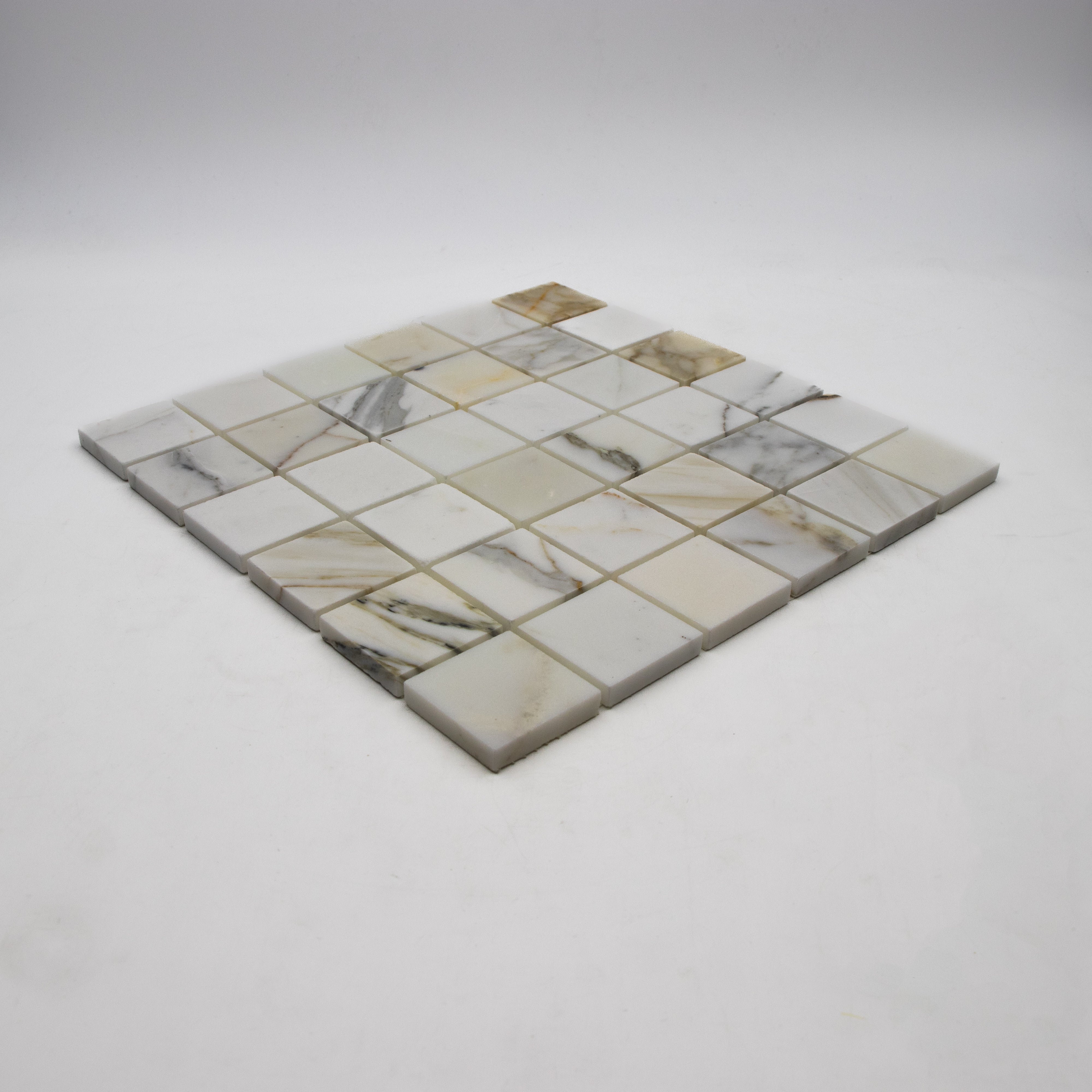 Calacatta Gold Marble Square 2"x2" Mosaic
