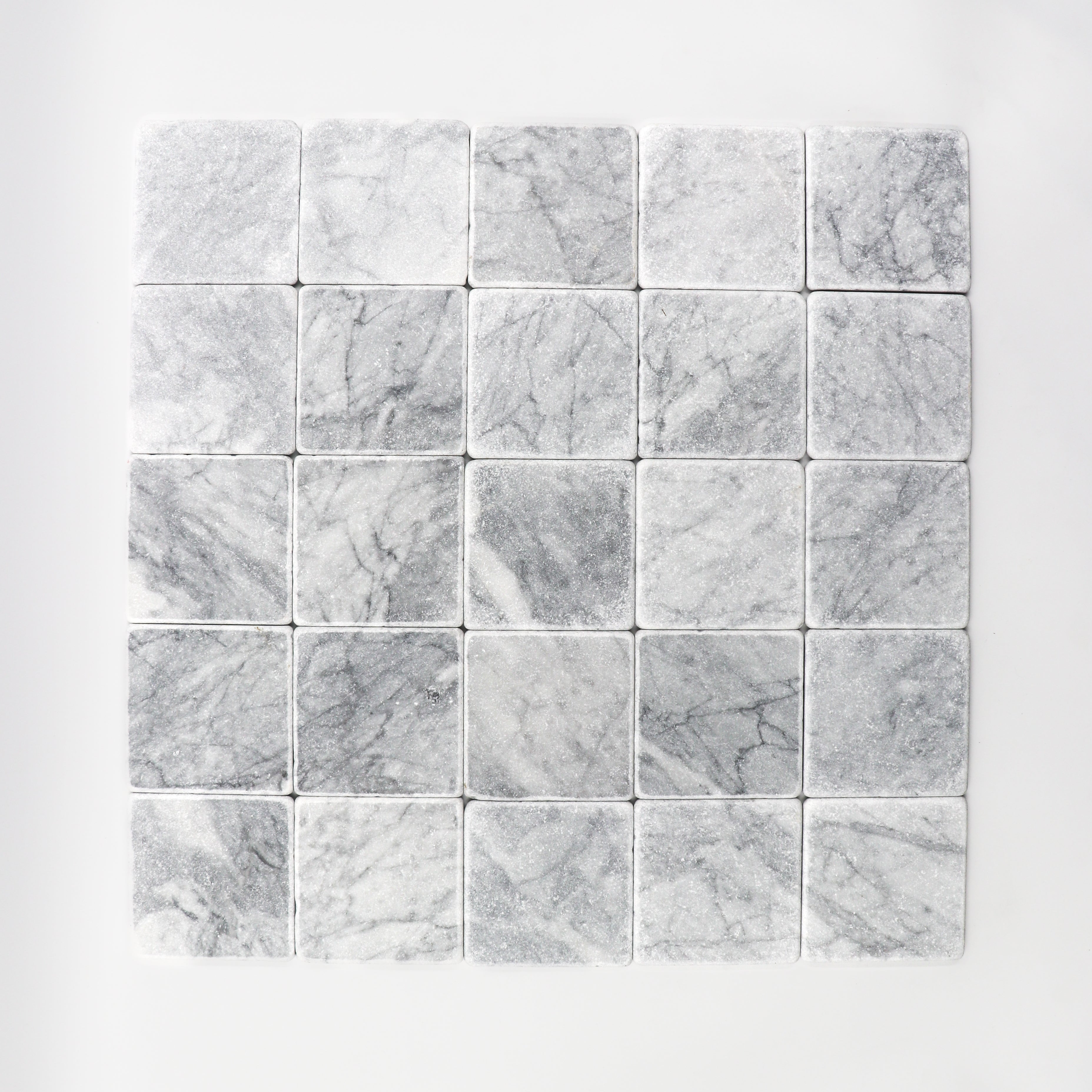 Carrara White 4x4 Tumbled Tile.