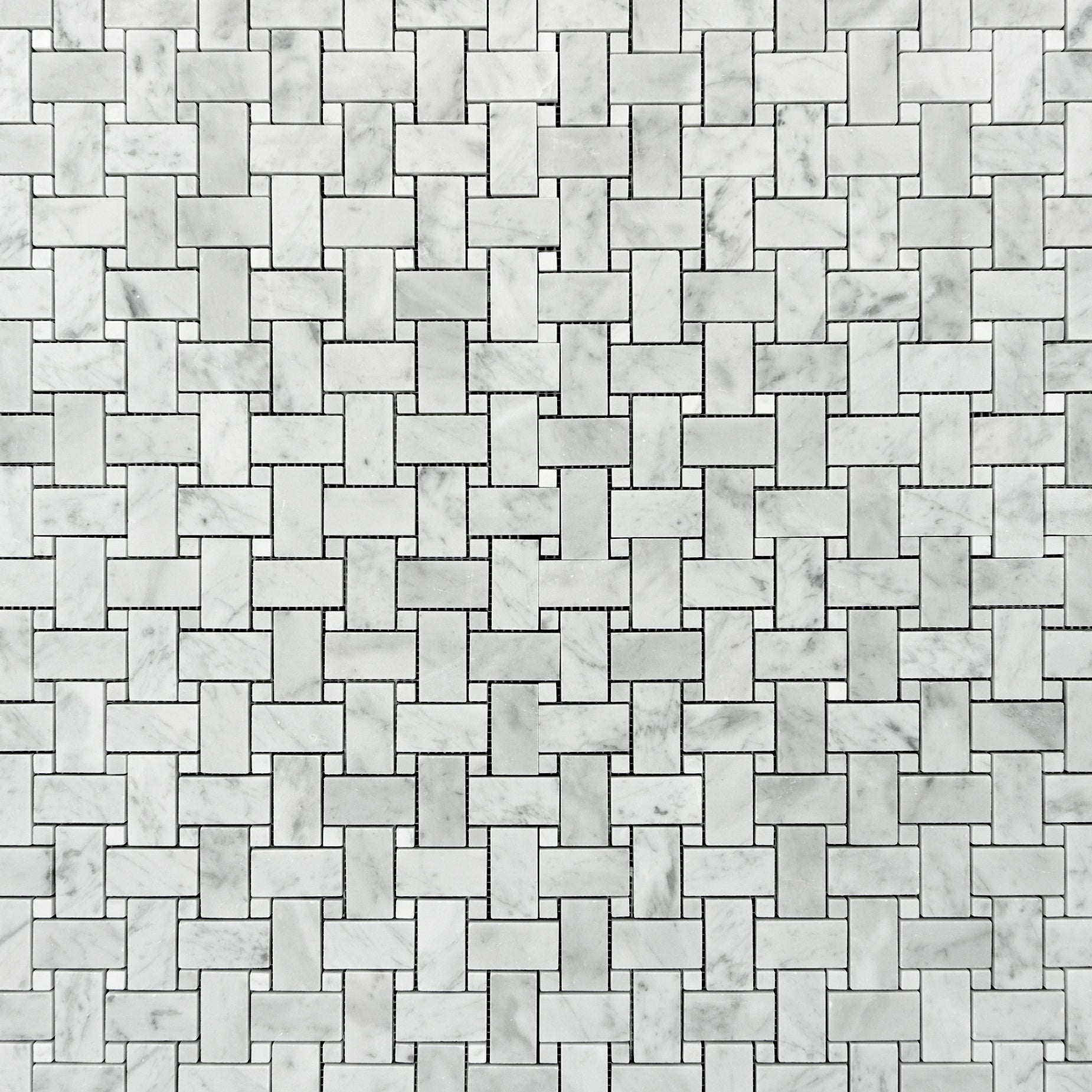Carrara White Basketweave with White Mosaic