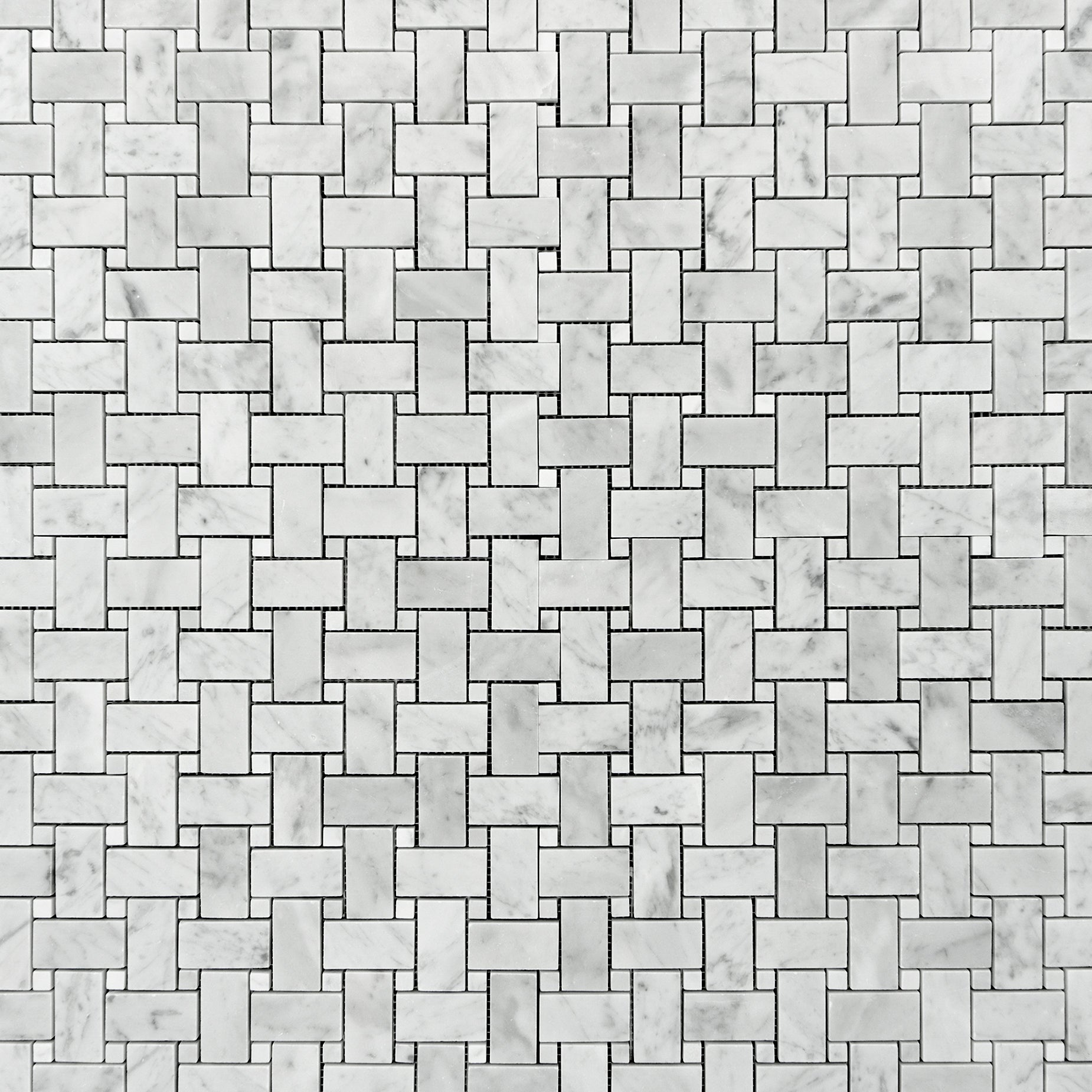 Carrara White Marble Basketweave with White Mosaic