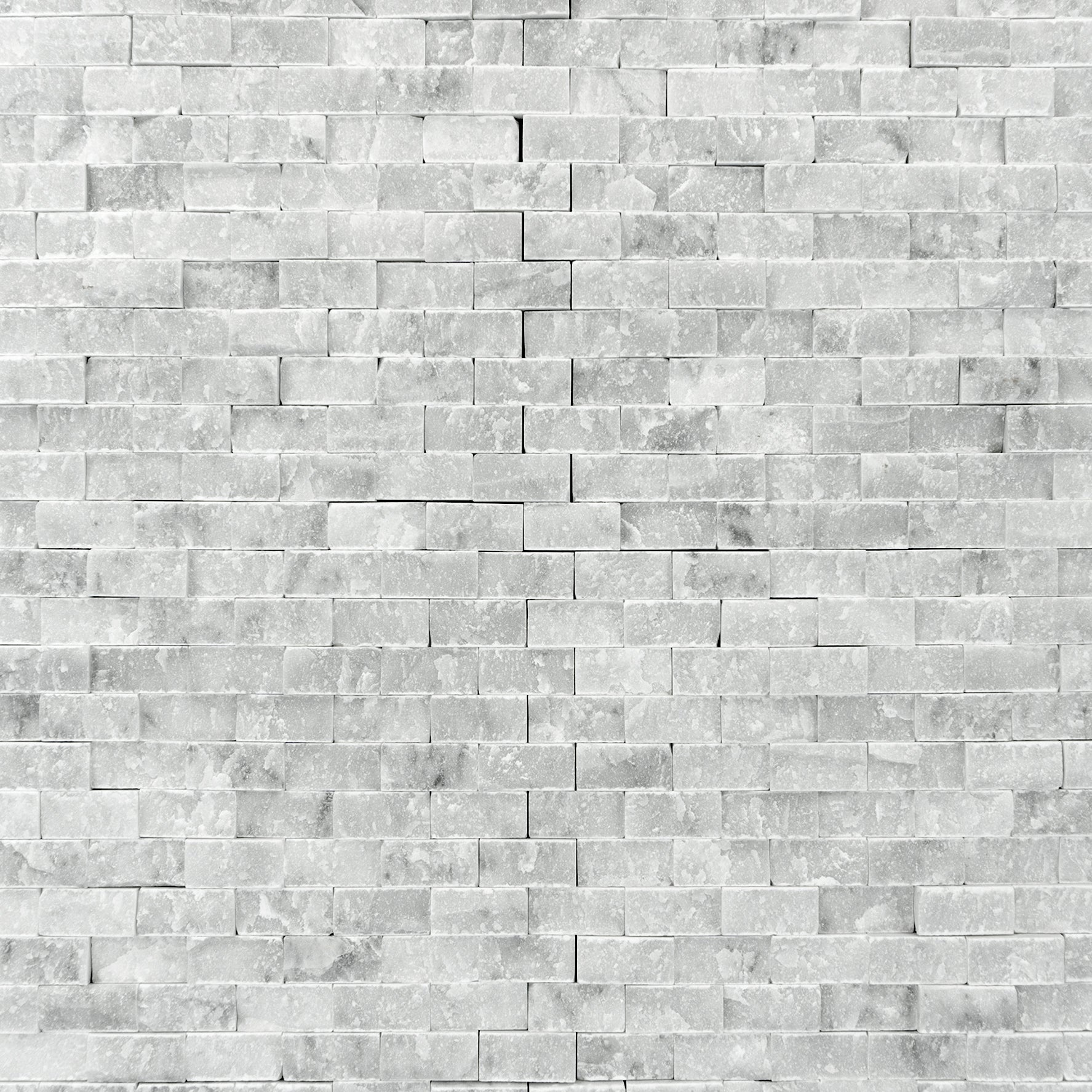 Carrara White Brick 1x2 Split-faced Mosaic