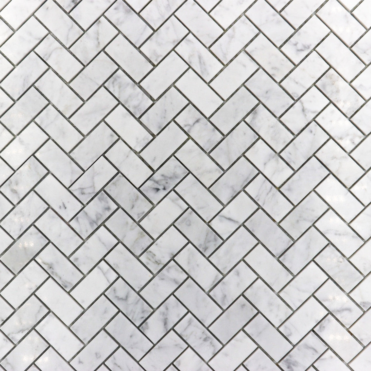 Carrara White Herringbone 1x2 Mosaic