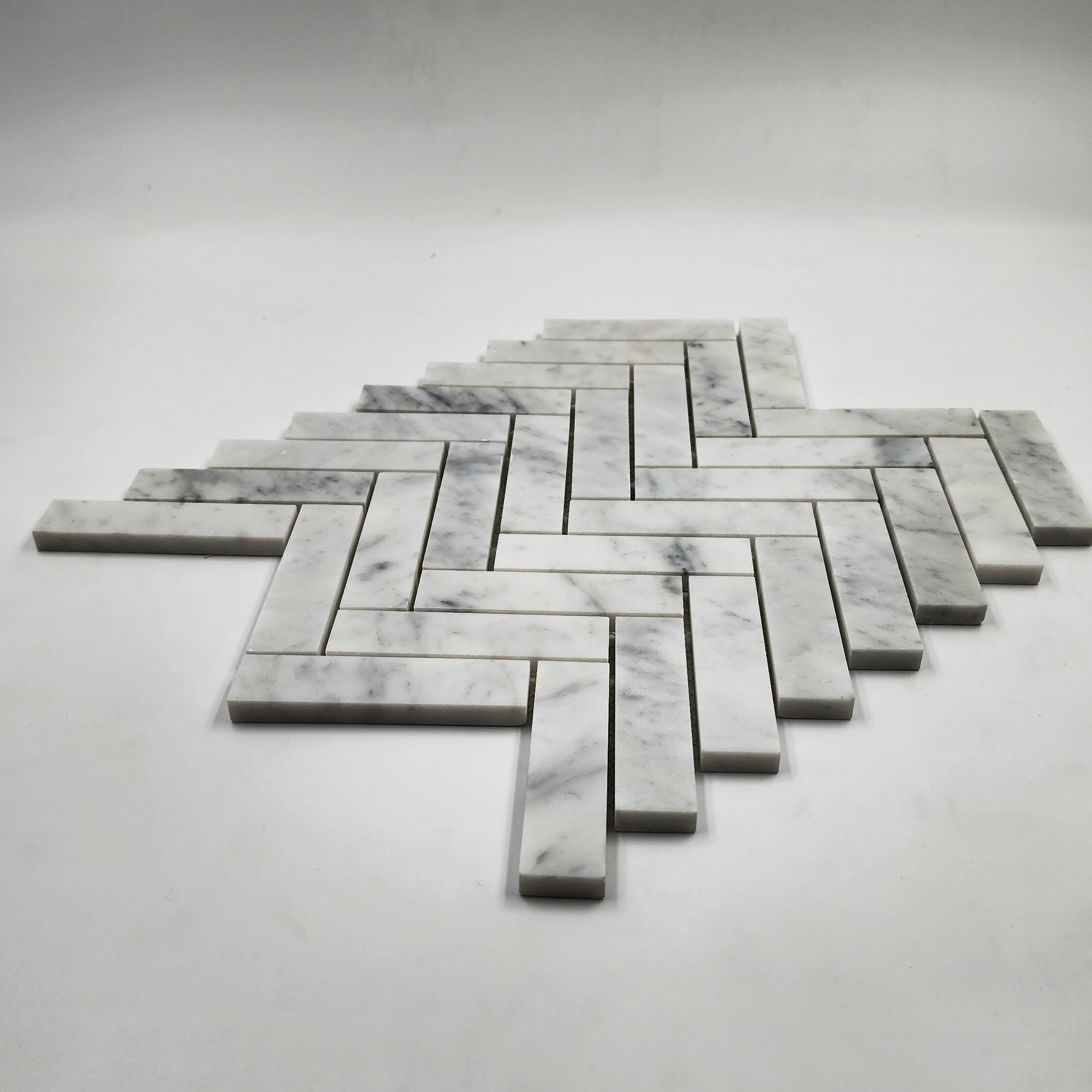 Carrara White Herringbone 1x4 Mosaic