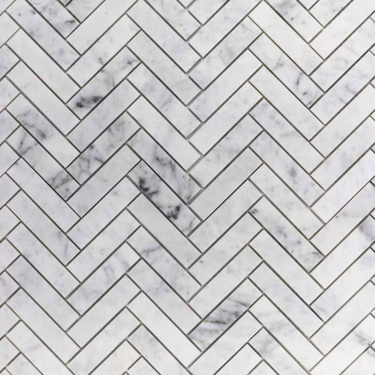 Carrara White Herringbone 1x4 Mosaic