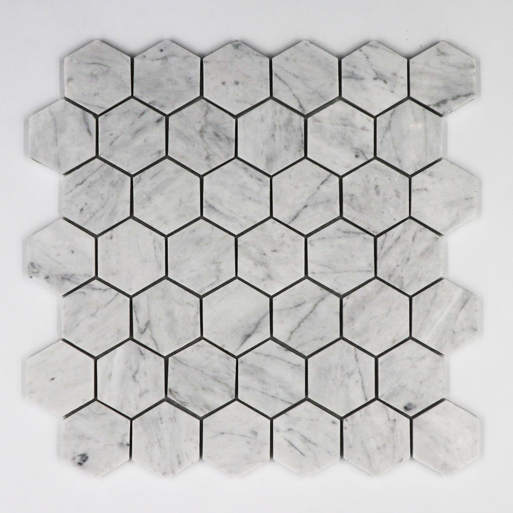 Carrara White Hexagon 2 inch Mosaic